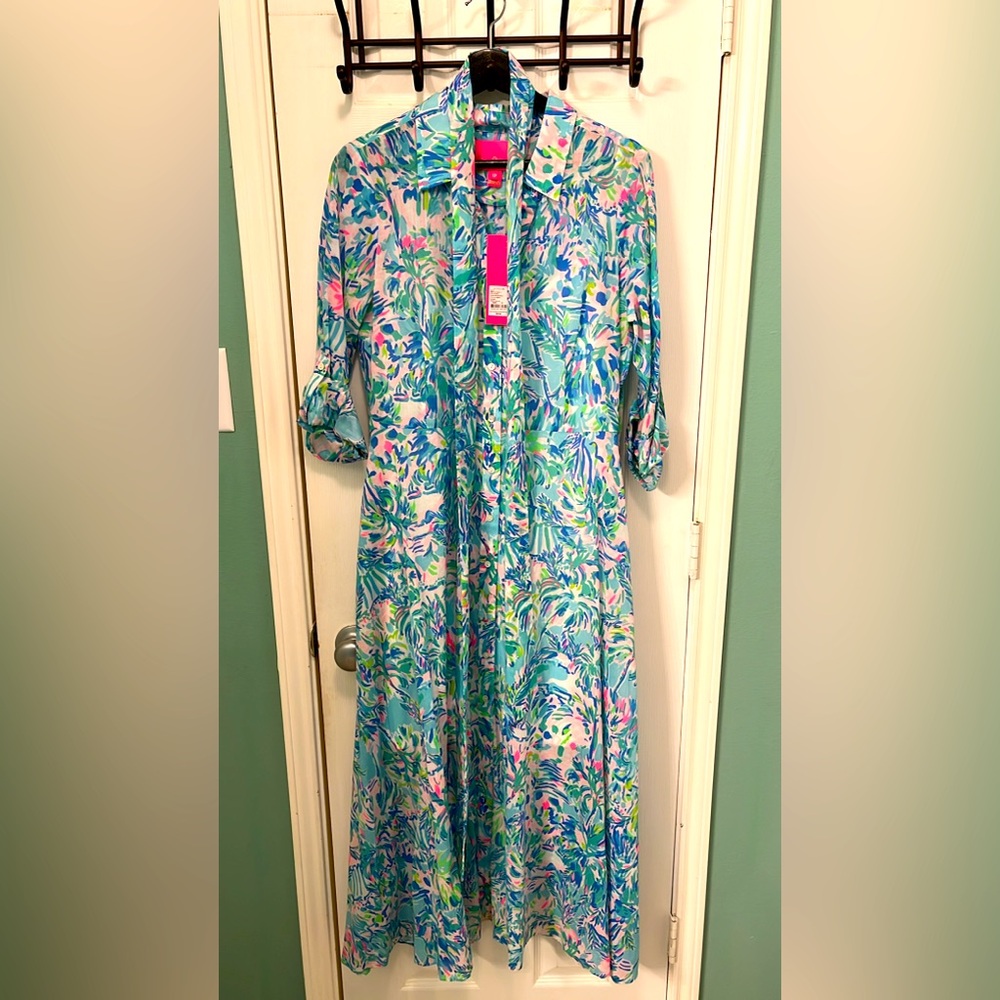 Lilly Pulitzer Kalina Midi Shirtdress in Cabana Cocktail print NWT sz 12